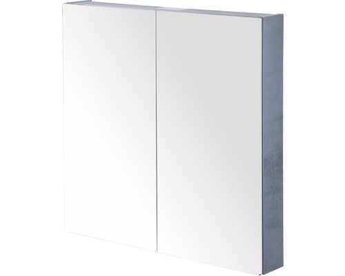 Zrcadlová skříňka Sanox 70 x 13 x 65 cm beton antracitově šedá 2 dvířka oboustranně zrcadlové