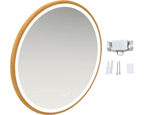 Oválné zrcadlo s LED osvětlením a montážním materiálem