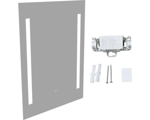 Obdélníkové zrcadlo s LED osvětlením a montážním příslušenstvím