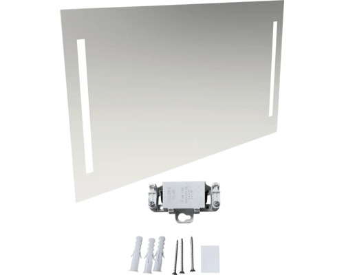 Obdélníkové zrcadlo s osvětlením a montážním materiálem