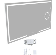 Obdélníkové zrcadlo s LED osvětlením a montážním materiálem