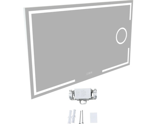 Obdélníkové zrcadlo s LED osvětlením a montážním materiálem
