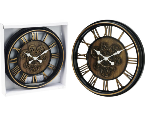 Nástěnné hodiny s římskými číslicemi a vzorem ozubeného kola