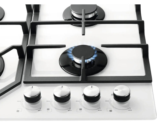 Plynová varná deska se čtyřmi hořáky a otočnými knoflíky pro ovládání