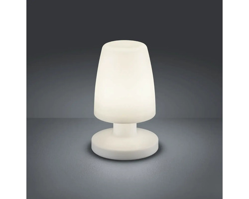 Stolní lampa s bílým stínidlem a podstavou