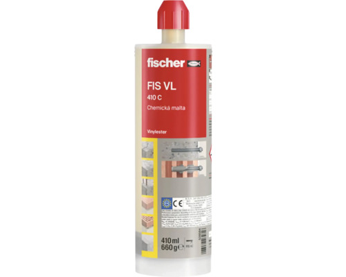 Láhev chemické malty značky Fischer, FIS VL 410 C