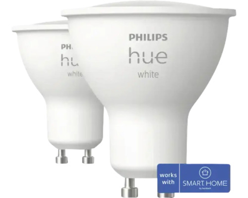 LED žárovka Philips HUE 8720169230231 White GU10 4,2W 400lm stmívatelná 2ks - kompatibilní se SMART HOME by hornbach Dvě žárovky Philips Hue White