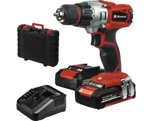 Akumulátorový vrtací šroubovák Einhell se dvěma akumulátory, nabíječkou a kufříkem na nářadí