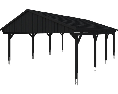Dřevěný carport se sedlovou střechou