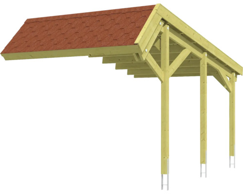 Dřevěný carport s taškovou střechou