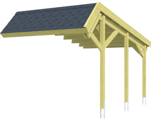 Dřevěný carport se střešními šindeli