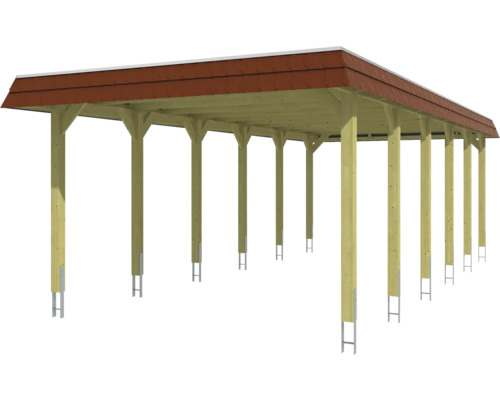 Dřevěný carport se sedlovou střechou