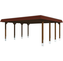 Dřevěný carport s kovovými držáky