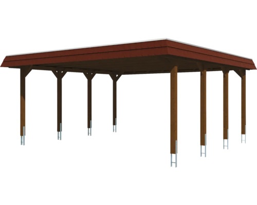 Dřevěný carport s kovovými držáky