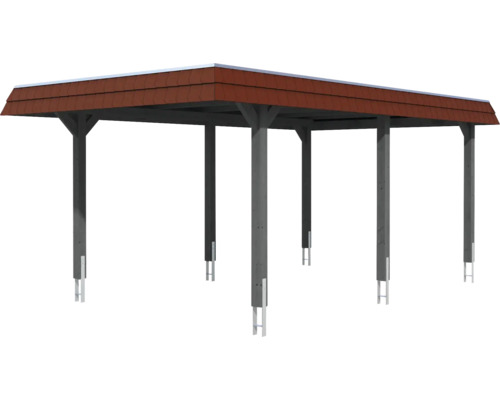 Dřevěný přístřešek pro auto s taškovou střechou