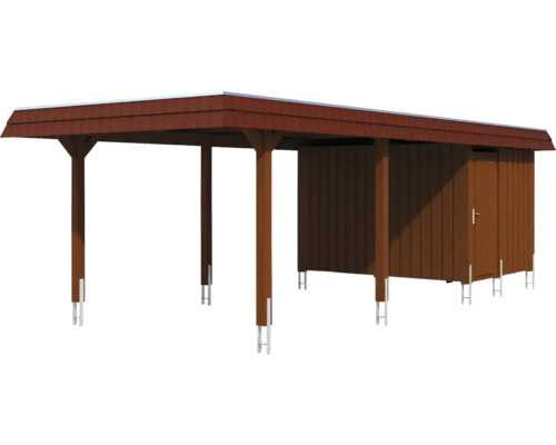 Dřevěný carport s kůlnou na nářadí