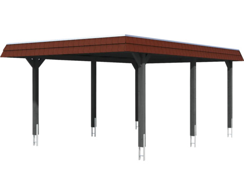 Dřevěný přístřešek pro auto s taškami