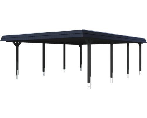 Volně stojící carport s rovnou střechou a podpůrnými sloupky