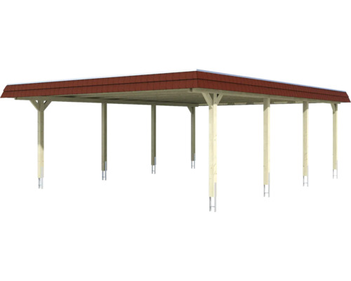Dřevěný carport s taškovou střechou