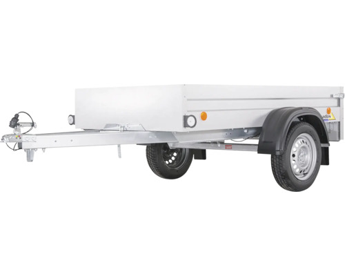 Přívěs s jednou nápravou a bílou nástavbou