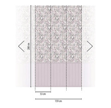 Dekorativní nástěnný panel s květinovým a ptačím vzorem, rozměry 159 cm x 280 cm.