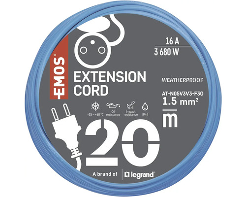 Prodlužovací kabel EMOS, 20 metrů, odolný vůči povětrnostním vlivům
