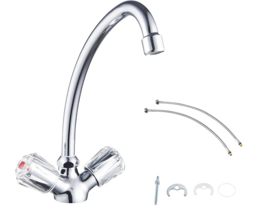Kuchyňská baterie se dvěma rukojeťmi a příslušenstvím