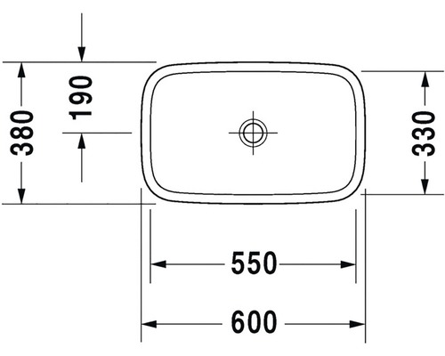 Nákres umyvadla na desku s rozměry