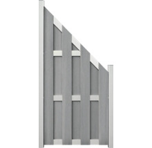 Šedé dřevěné plotové prvky s bílými rámy