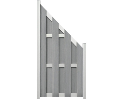 Šedé dřevěné plotové prvky s bílými rámy