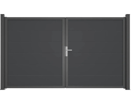 Dveře BasicLine Nova 2-křídlé antracit Dvoukřídlá brána z hliníku s klikou