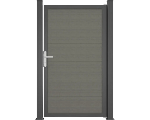 Dveře BasicLine Nova 1-křídlé šedá Hliníková zahradní branka s vodorovnými panely a madlem