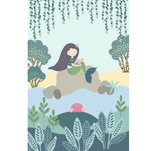 Ilustrace mořské panny s krabem na skále
