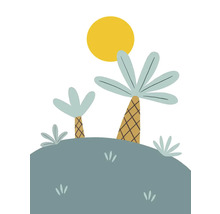 Ilustrace s palmami a sluncem