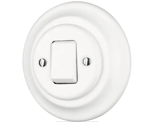 Bílý keramický povrchový vypínač světla
