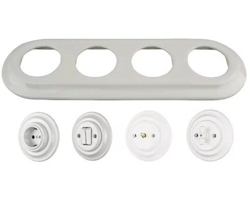 Keramický rám pro povrchovou montáž s vypínačem a zásuvkou