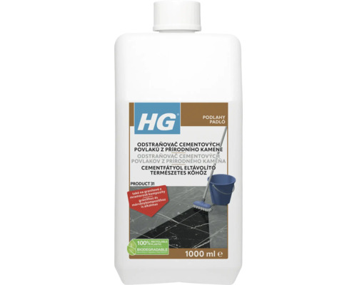 HG odstraňovač cementových povlaků z přírodního kamene 1 l HG Odstraňovač cementových povlaků z přírodního kamene, 1000 ml