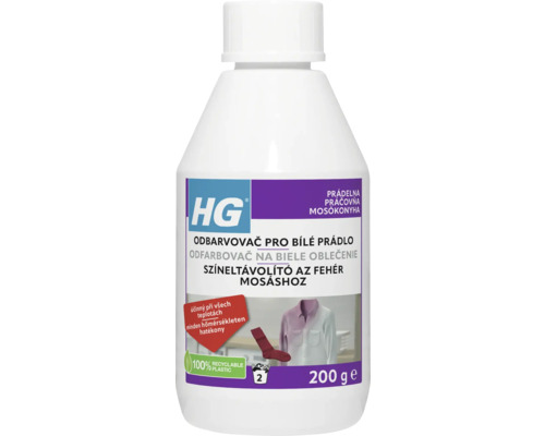 HG odbarvovač pro omylem zabarvené bílé prádlo 200 g HG Odbarvovač pro bílé prádlo v bílé plastové láhvi