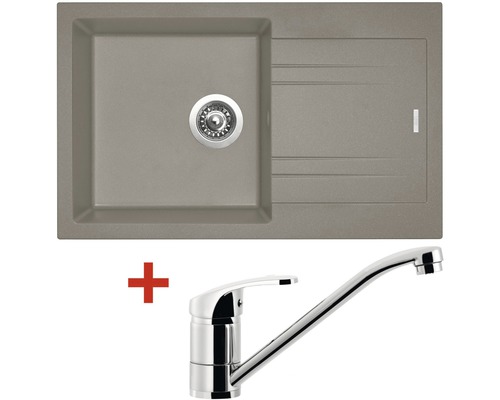 Granitový dřez s baterií Sinks LINEA + PRONTO hnědý 780 x 480 mm LI78054NPRCL