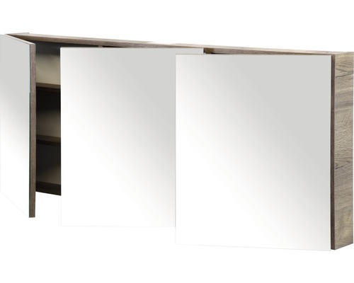 Zrcadlová skříňka se třemi dvířky a vnitřními přihrádkami