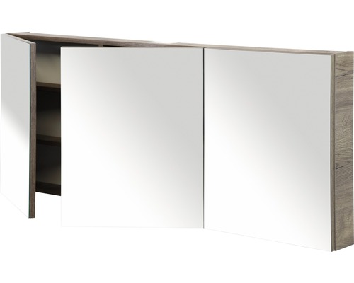 Zrcadlová skříňka se třemi dvířky a policemi