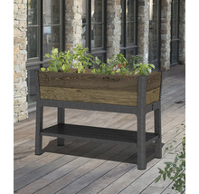 Vyvýšený záhon s rostlinami a úložným prostorem