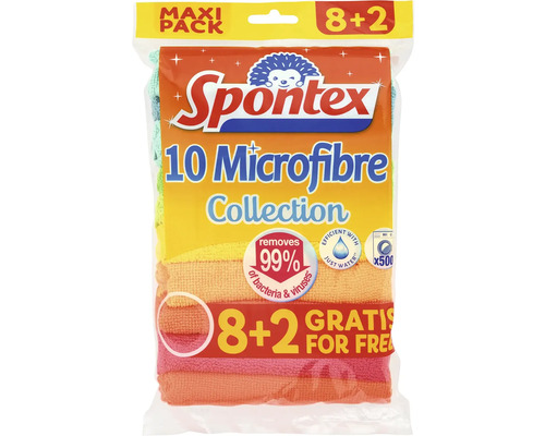 Spontex balení 10 kusů hadříků z mikrovlákna