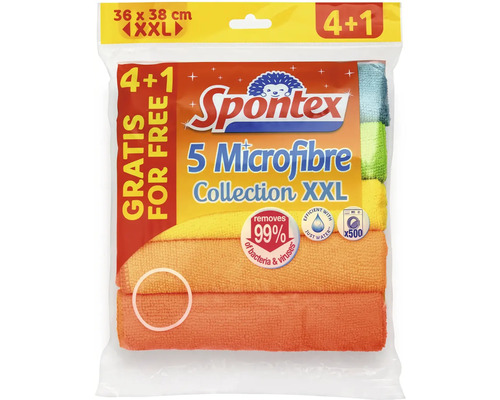 Spontex Sada 5 kusů hadříků z mikrovlákna, přibližně 36 x 38 centimetrů
