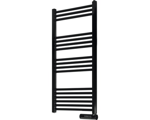 Elektrický koupelnový radiátor Eurom Sani-Towel 750 105x50x5 cm 750 wattů černý Černý elektrický sušák ručníků s vodorovnými topnými tyčemi