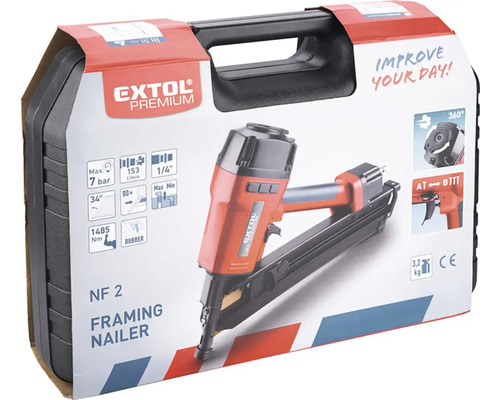 Extol Premium pneumatická hřebíkovačka NF 2 v kufříku