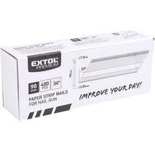 Balení papírových proužků hřebíků Extol Premium 90 mm, 480 kusů, pro nastřelovací pistole