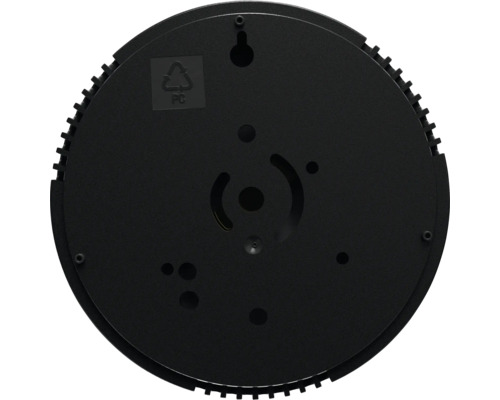 Kulaté, černé LED světlo zezadu s montážním zařízením a recyklačním symbolem