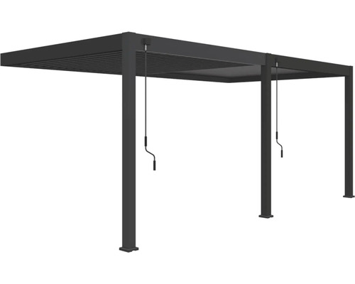 Bioklimatická pergola Rojaplast Intro Plus 600x300x255 cm do stěny antracit Pergola s nastavitelnými lamelami a klikou