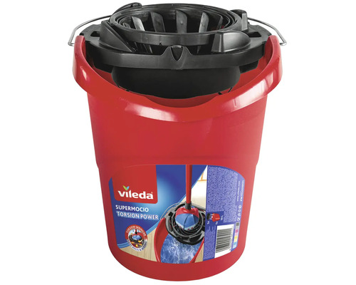 Červený kbelík Vileda Supermocio Torsion Power se ždímačkou